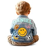 Customizedbee Kids Custom Jacket, Denim Patch Jacket with Personalized Name Tags, 1-3 Toddler 3-8 Kids Jean Jackets Back to School Outfit 1-2 Year Old Boy Birthday Gift 2-4 Year Old Girl Birthday Gift