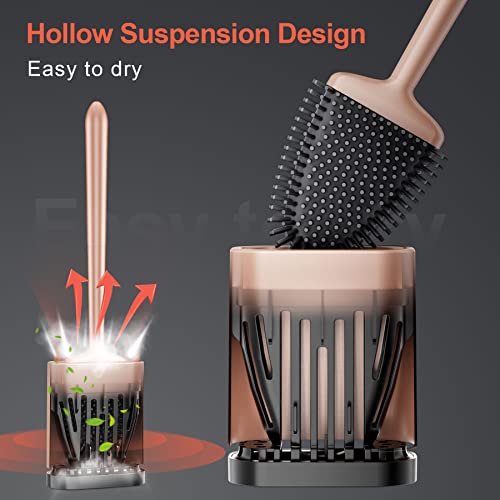Waretary Silicone Toilet Brush and Holder Set (Gold), 16*14*6CM - Image 4