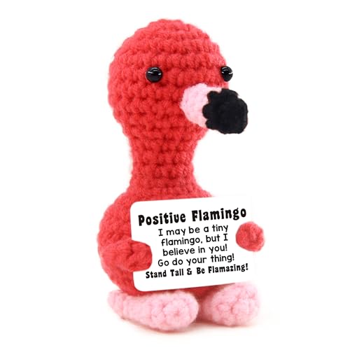 Mini Flamingo Crochet Positive Emotional Support Animal Gift for Birthday