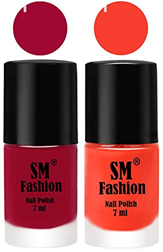 Image of Long Lasting Nail Polish | Nail Paint Combo 7 ml Each) - Set of 2 Pure Wine-Light Orange