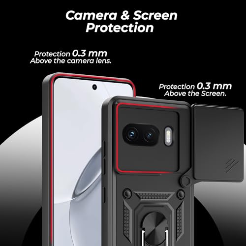 Image of A rtistque Armor Bumper Back Cover Case for iQOO 15R 5G | Ring Holder Stand | Sliding Camera Protection | Shockproof Heavy Duty Design | iQOO 15R Back Cover - Black