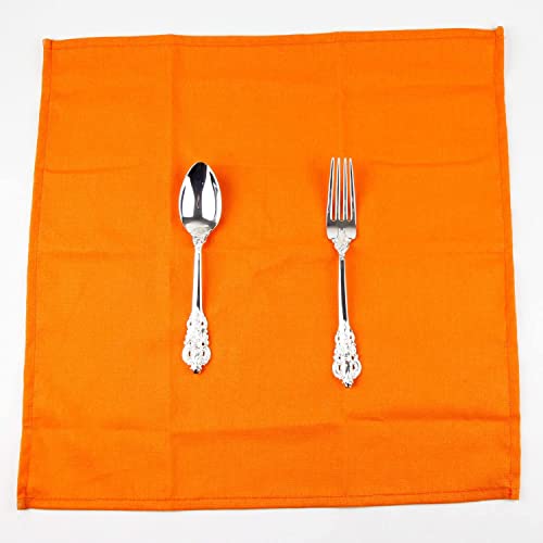 Infei Solid Color Cotton Linen Blended Thin Dinner Fabric Napkins - Set Of 12 (40 X 40 Cm) - For Events & Home Use (Orange) #TOP5