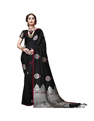 Anantdiva Women's Soft Cotton Silk Saree Indian Wedding Fancy Party Wear Bollywood Style Saree (Black) Anantdiva Women's Soft Cotton Silk Saree Indian Wedding Fancy Party Wear Bollywood Style Saree (Black)