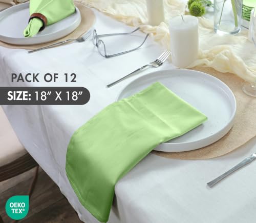 Image of Ruvanti Cloth Napkins Set of 12, Cotton Enrich 18 inchx18 inch - Light Green