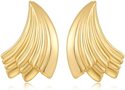 YUJIE Gold Earrings for Women Chuncky Studs Fashion Statement Jewelry Gifts for Her-Butterfly Heart Leaves Wings Earring