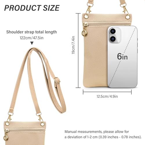 Energather Cell Phone Purse, PU Leather Phone Bag Cell Phone Wallet for Women and Girls, Crossbody Phone Purse for Shopping (khaki) by Energather - Used condition - Image 3