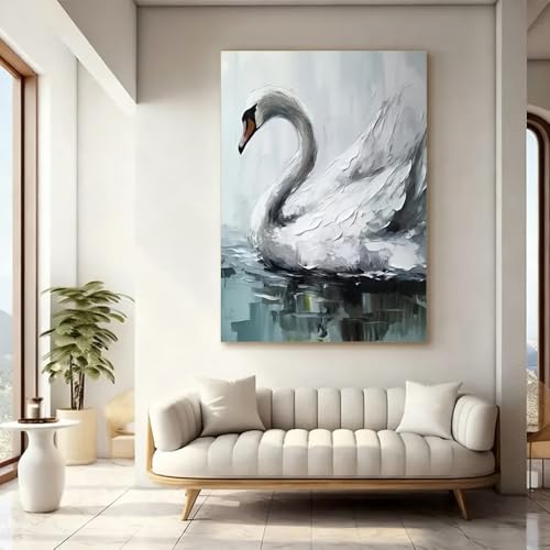 Cuadro de cisnes textura blanca para transformar paredes vacias sin esfuerzo 2