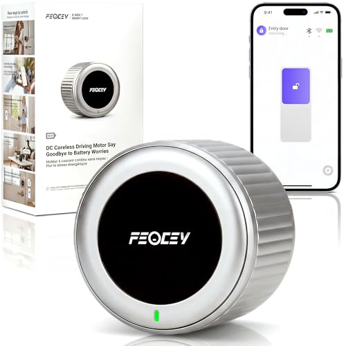 FEOCEY Smart Lock, Retrofit Your Existing Deadbolt in Minutes, Built-in Wi-Fi Keyless Entry with App Remote Control, Auto-Lock & Door Ajar Alert, 300-Day Battery, Compatible with Alexa, Silver