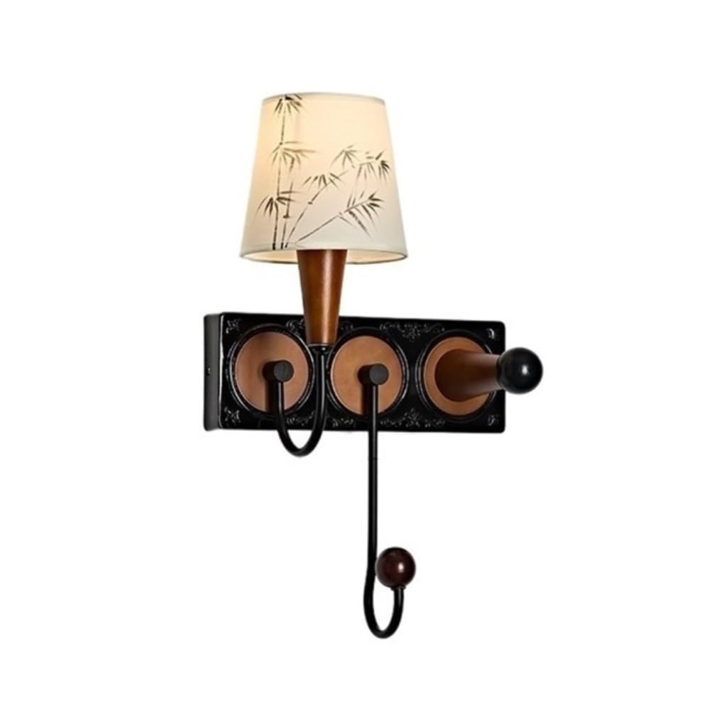 birene Wall Lamp Three-Color Light-Changing Retro Decorative Wall Lamp Fabric Lampshade with Hook Wall Lamp(Brown)