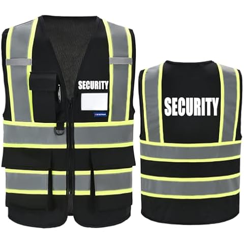AYKRM Black Reflective Safety Vest Front Zipper Cover