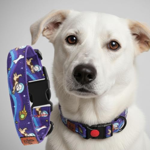 Image of Lana Paws Polycotton Cosmic Dog Skin-Friendly, Fabric Dog Collar Belt, Small, Adult Shih Tzu & Similar, 14 x 1 inch