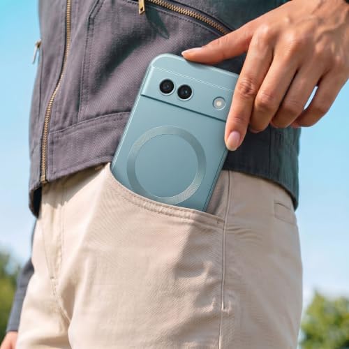 Image of amazon basics Premium Mag-Safe Case for Google Pixel 8A | Shockproof & Anti-Scratch Cover | Soft Silicone with Wireless Charging | Camera Lens Guard - Blue