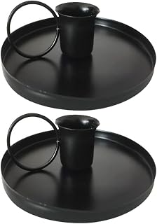 2Pcs Iron Candlestick Holder Black Metal Taper Candle Holder Single Head Candlestick Holder Stand Retro Chamberstick Holder Simple Table Decoration (Black)