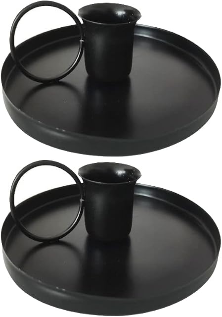 2Pcs Iron Candlestick Holder Black Metal Taper Candle Holder Single Head Candlestick Holder Stand Retro Chamberstick Holder Simple Table Decoration (Black)
