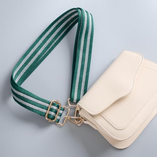 Image of chushui Herringbone Purse Strap Replacement Wide Adjustable Crossbody Strap with Metallic Thread,Woven Fashion Shoulder Bag Strap for Tote Handbag, Gold Silver Shimmer