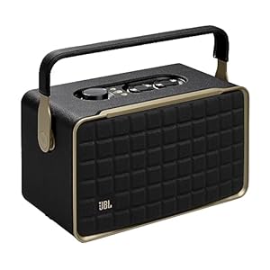 JBL Authentics 300 Portable Smart Home Speaker with Built-In Wi-Fi and Music Streaming, Voice Assist and Bluetooth Connectivity, Retro Design in Black