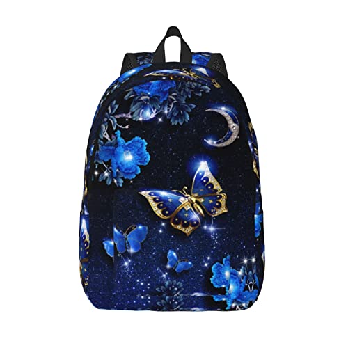 Grand sac à dos ordinateur fille bleu motif ballons et papillon en taille S