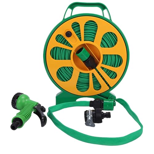 Tuyau d'arrosage et enrouleur avec pistolet pulvérisateur 15 m rétractable PTE avec moulinet portable et multi-usage pour le nettoyage de voiture et plus de fournitures de jardinage avec