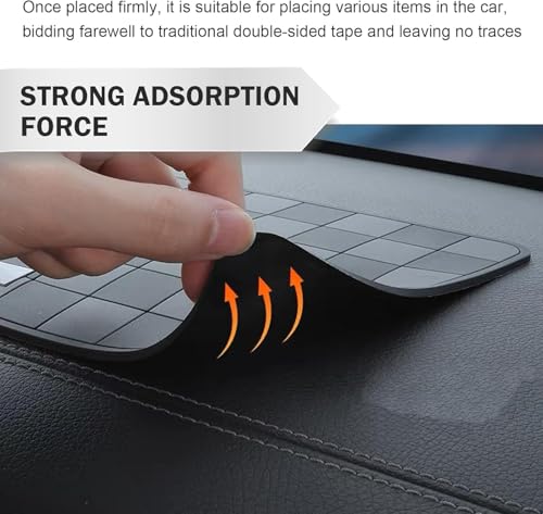 Image of Eliane Car Dashboard Mat Anti-Slip Rubber Pad Universal Non Slip Car Dashboard Sticky Adhesive Mat for Phones Sunglasses Keys, Chess Design (Black /Grey)