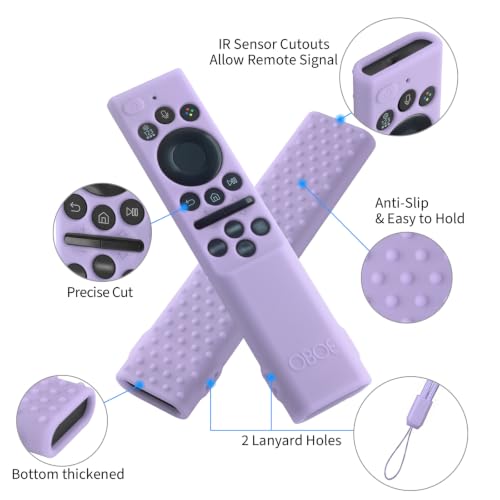 Image of Oboe Silicone Tv Remote Cover Compatible with Samsung Smart Tv Remote 2026 Model BN59-01498A Open Key Case with Lanyard (Lavender Purple) [REMOT E NOT Included]