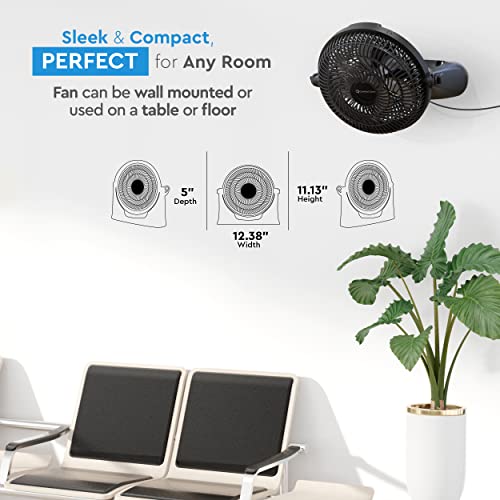 Comfort Zone Powrcurve Czhv101Bs 9" 3-Speed Wall-Mountable Floor Fan With 180-Degree Adjustable Tilt, 6-Blades, (Bracket Included), Black/Silver #TOP3
