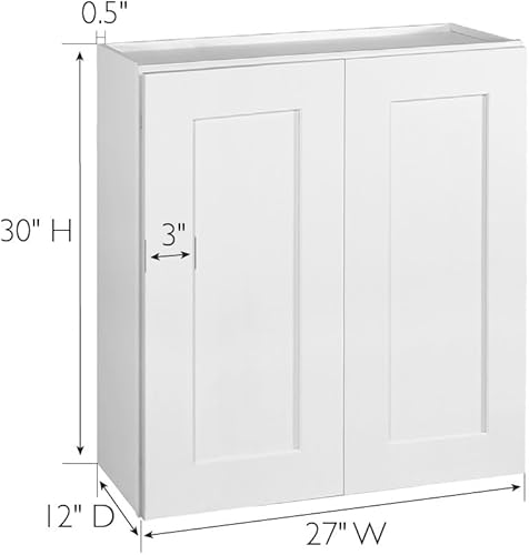 Miniatura 94 de Brookings Shaker - Armario de cocina de pared sin ensamblar W2736, 27 ancho x 12 profundidad x 36 alto, pintado blanco con Sherwin Williams®, madera