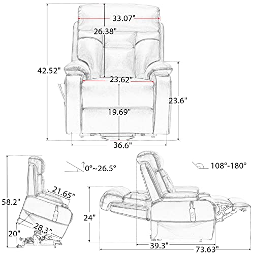 Irene House 9181 Three Motor Power Lift Recliner Lay Flat Chairs For Elderly With Lumber Support Motor Infinite Position Lift Chair Electric Recliner With Cup Holder Side Pocket(Brown Faux Leather) #TOP3