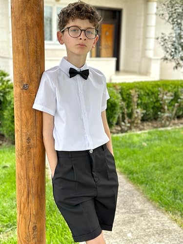 Image of LOLANTA Boys Dress Shorts, Kids Summer Shorts School Uniform Outfit,Flat Front, Solid, Adjustable Waist 2-14 Years