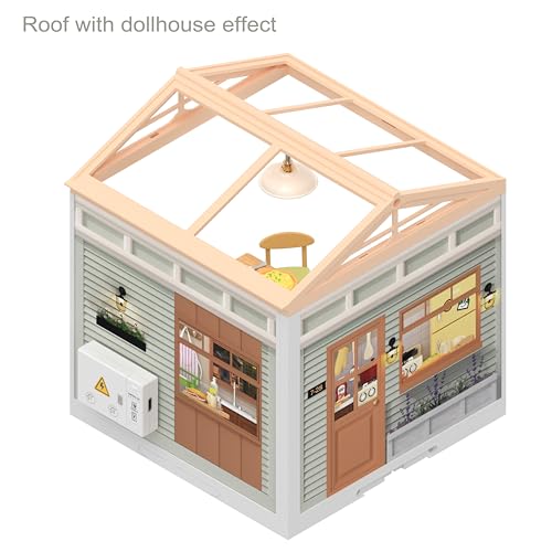 Rolife Miniaturhaus Bausätze Super World Puppenhaus Modellbausätze mit Möbeln und Zubehör Weihnachtspuppenhaus für Mädchen Bastelbausätze für Erwachsene (Dach)