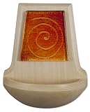 restaurante agua bendita xico  Holzweihkessel con Glasauflage Pila de agua bendita espiral de naranja 11 x 8,5 x 5 cm