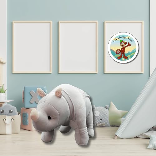 Image of Cute & Identical Premium Big Rhino Plush Toy | Extra Soft Hypoallergenic Stuffed Rhinoceros for Babies & Toddlers | Unique Cuddly Rhino Plushie, Best Birthday Gift for Girls & Boys (60 cm)