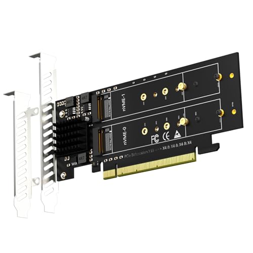 GLOTRENDS PA41 4 Puertos Adaptador M.2 NVMe a PCIe 4.0 X16 Sin Función de Bifurcación PCIe, Compatible con Tamaño 22110/2280/2260/2242/2230 (Se Requiere Placa Madre con Bifurcación PCIe)