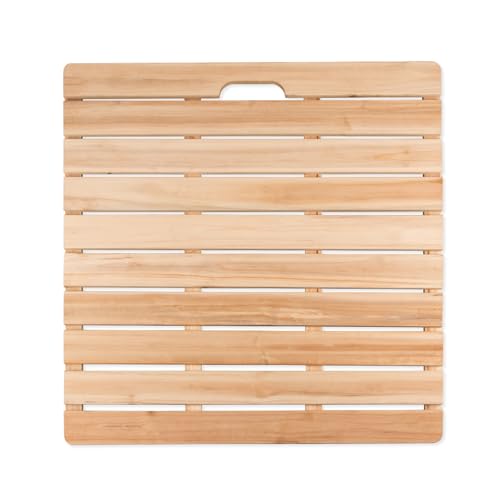 Alfombrilla de baño de bambú antideslizante impermeable, alfombra rectangular multiusos para baño y cocina (60 x 110 cm), diseño ecológico y duradero