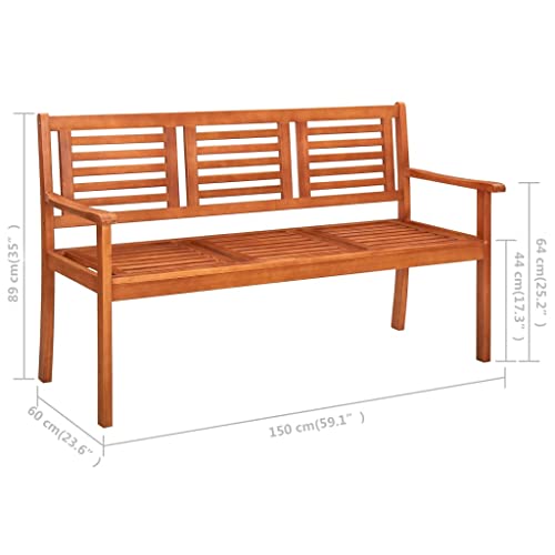 Banco de jardín en madera maciza de eucalipto de alta calidad con cojín de 150 cm 3
