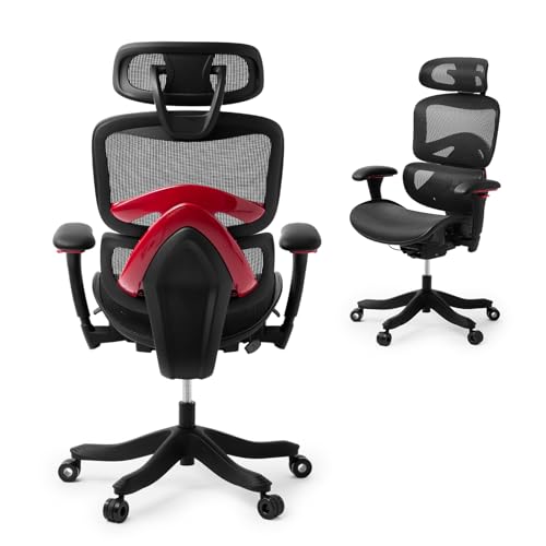 Nouhaus Ergo Kyrix Ergonomic Office Chair, High Back Mesh Office Desk Chairs with Lumbar Support, Adjustable Seat Depth, 3D Armrest, 2D Headrest, Comf