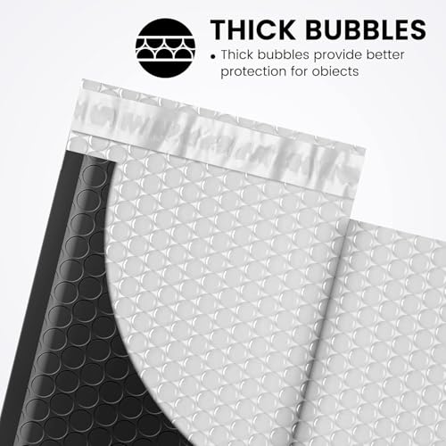 Image of Fuxury 4x8 Bubble Mailer 260 Pack Black Padded Envelopes for Mailing Small Bubble Mailers Usable Size 4x7 inch Bubble Envelopes Self-Seal Padded Mailers for Small Business, Shipping Cards, #000 Bulk