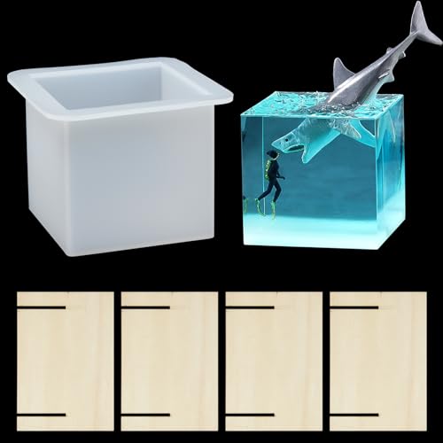 Neikafan Moule Silicone Carré pour Résine Epoxy Cube Moule Grand 8x8 cm