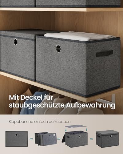 SONGMICS Aufbewahrungsboxen, 3er Set, mit Deckel, Stoffboxen mit Griffen – Ansicht 5
