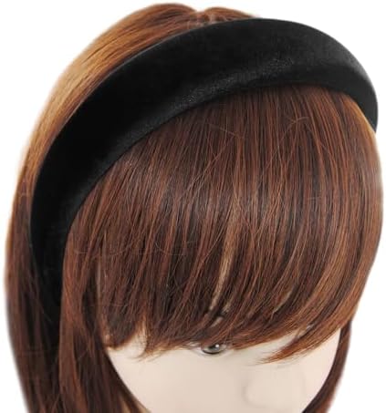 axy Gepolsterter Haarreif aus Samt Damen Breiter Stirnband Haarschmuck Haarreifen Hairband HRK10B (Schwarz)