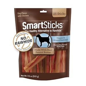 SmartBones SmartSticks, Treat Your Dog to a Rawhide-Free Chew Made With Real Meat and Vegetables, 25 Count (Pack of 1)