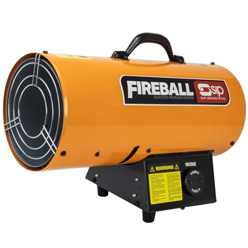 SIP FIREBALL DV125 Propane Gas Space Heater, Electric 230V / 110V Dual Voltage, 36.6kW / 125,000 BTU/hr, 32,500ft³ Heating Area