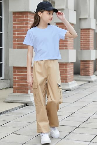 Image of Betusline Girls & Women Basic Summer Short Sleeve Slim Fit T-Shirts Soft Crewneck Crop Y2k Tee Cute Gym Fashion Clothes