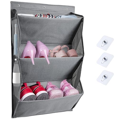Wholesoukyii 1 Pieza Zapatero Pared, Almacenamiento en Tres Niveles, Diseño con Bolsillos Laterales, Instalación Colgante, uso Multifuncional, Ideal para Guardar Zapatos y Artículos de uso Diario