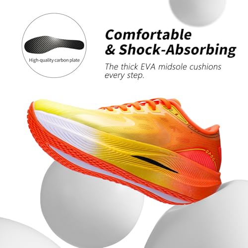 Image of Carbon Plate Marathon Running Racing Shoes Men Stable Support Shock-Relief Ultra-Light TPU Outsole Rebound Sneakers