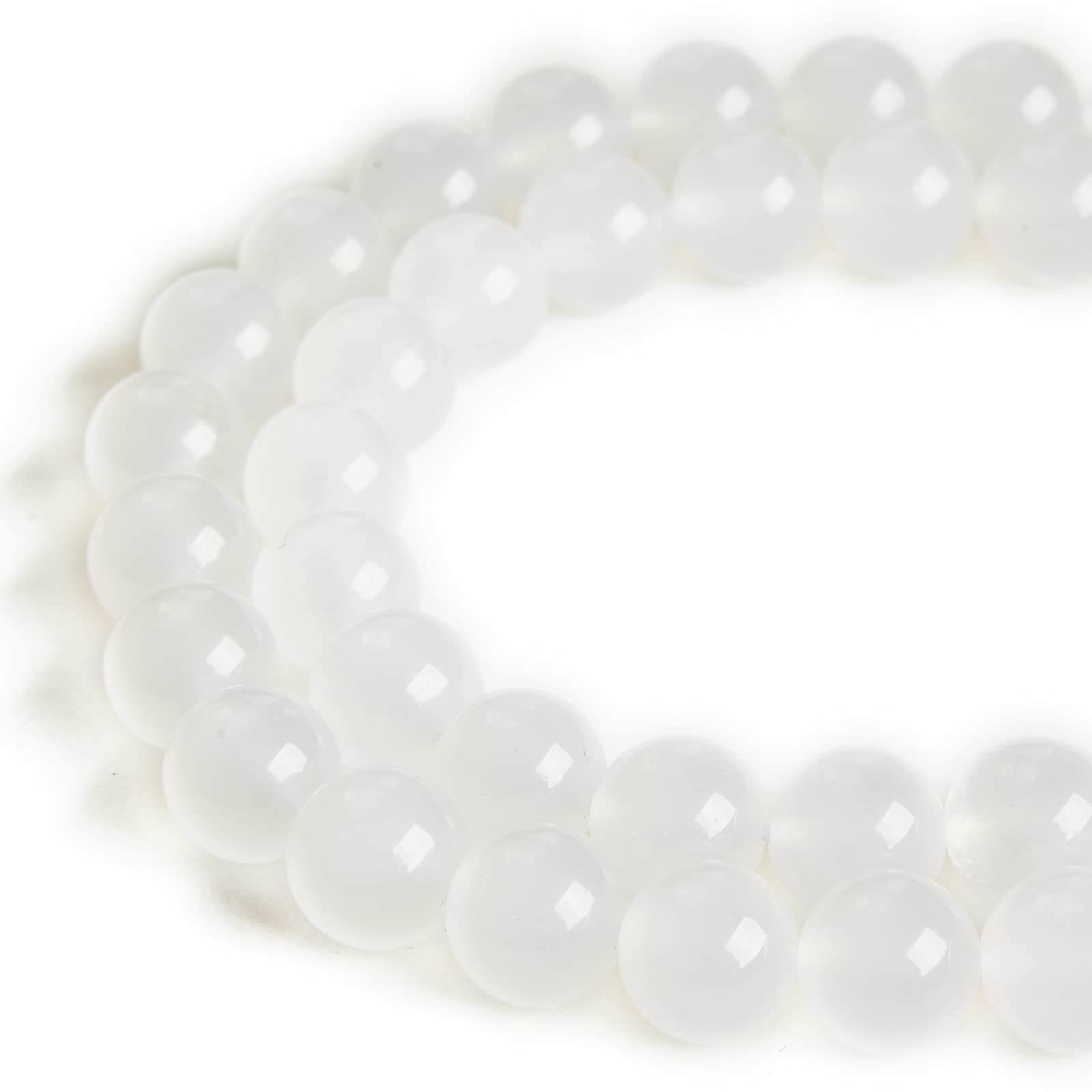 60pcs 6mm White Chalcedony Beads Natural Gemstone Beads Round Loose Beads for Jewelry Making — image 1
