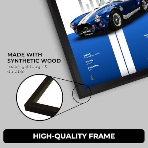 Image of Shelby Cobra Poster | Framed 1962 Shelby A4 Sized (31 x 23 cm) | Cobra Muscle Poster for Wall, Gift for Boys, American Muscle Car Frames | Car Posters for Wall, Bedroom, Hostel, Study Area, Hostel (F 064)