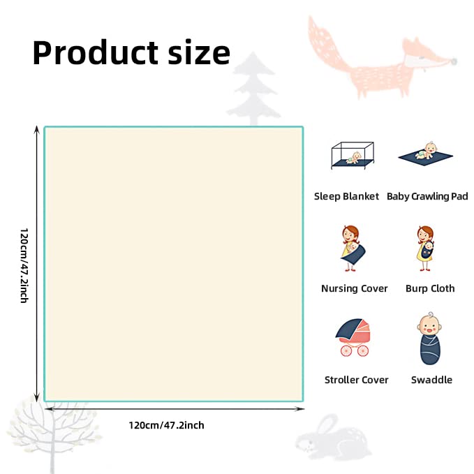 SGAVAHSG Large Muslin Cloths for Baby 120X120cm Muslin Swaddle Blankets Big Muslin Squares and Nursing Cover for Newborn Infant 47" X 47'' - Image 3