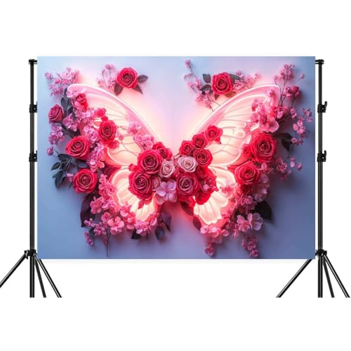 Fondo decorativo floral rojo 10x8 pies para fiestas miniatura 1