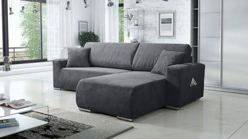 Kuechen-preisbombe Sofa Couch Ecksofa Eckcouch Wohnlandschaft Schlaffunktion Lincoln Cord Bezug