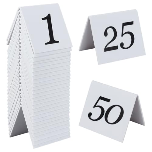 50 Acryl-Tischnummern 1-50, Beidseitig Bedruckt, Schwarz/weiß, 6,3x5,7 Cm, Für Hochzeit, Restaurant, Events